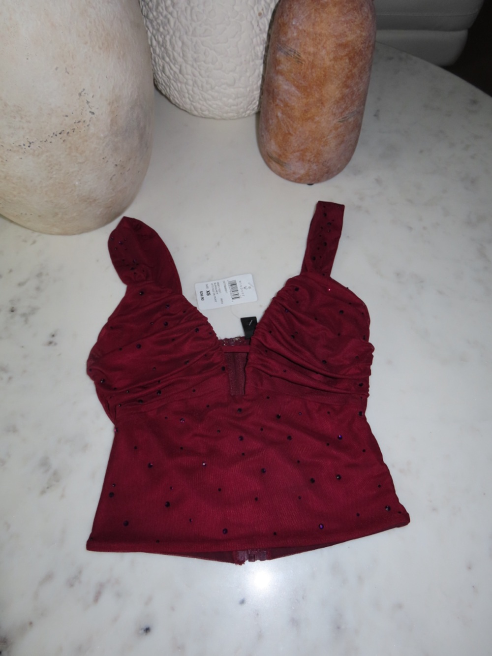 NWT Windsor Red beaded top with adjustable straps, never worn